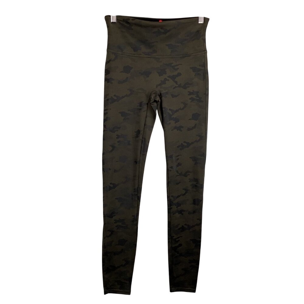 Spanx Faux Leather Leggings Size Medium Camo Matte‎ High-Waist Stretch
